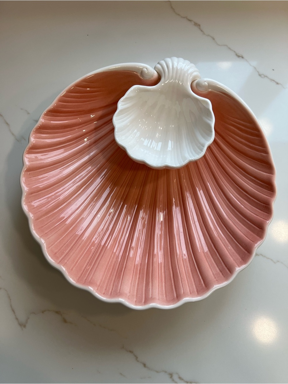 Vintage Fitz and Floyd Pink Shell Seafood Server Platter